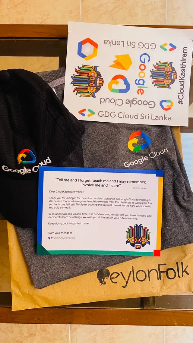 Photo from the post: Today I received the swag pack from GDG Sri Lanka. Thank you for the amazing opportunity p