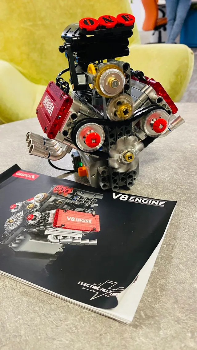 Photo from the post: Built the first LEGO V8 engine! Not bad for a first try